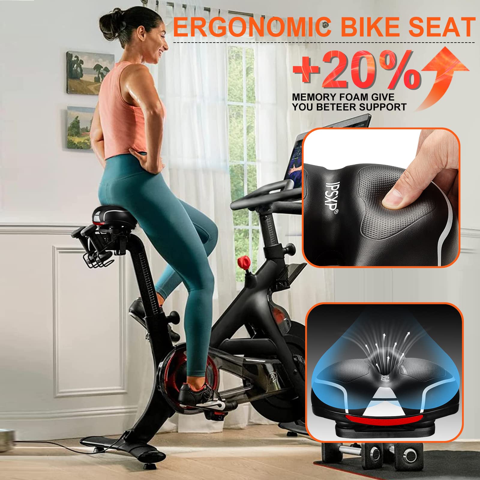 Sella Per Bicicletta Con Luce Posteriore | Memory Foam E Doppia Molla | Impermeabile Per City E MTB - Foto 6