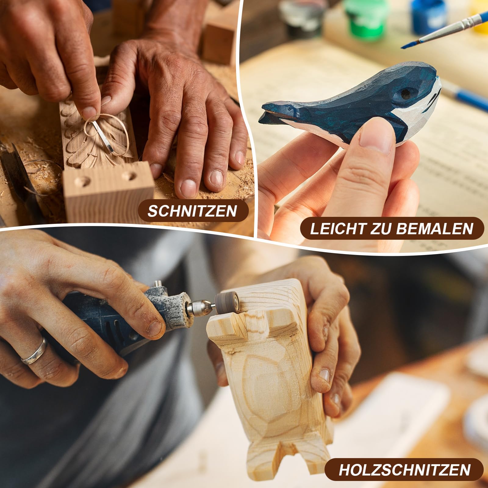 24 Stück Schnitzholz Linde, 3 Größen Lindenholz zum Schnitzen Schnitzblöcke Holzschnitzset für Kinder und Erwachsene DIY Basteln