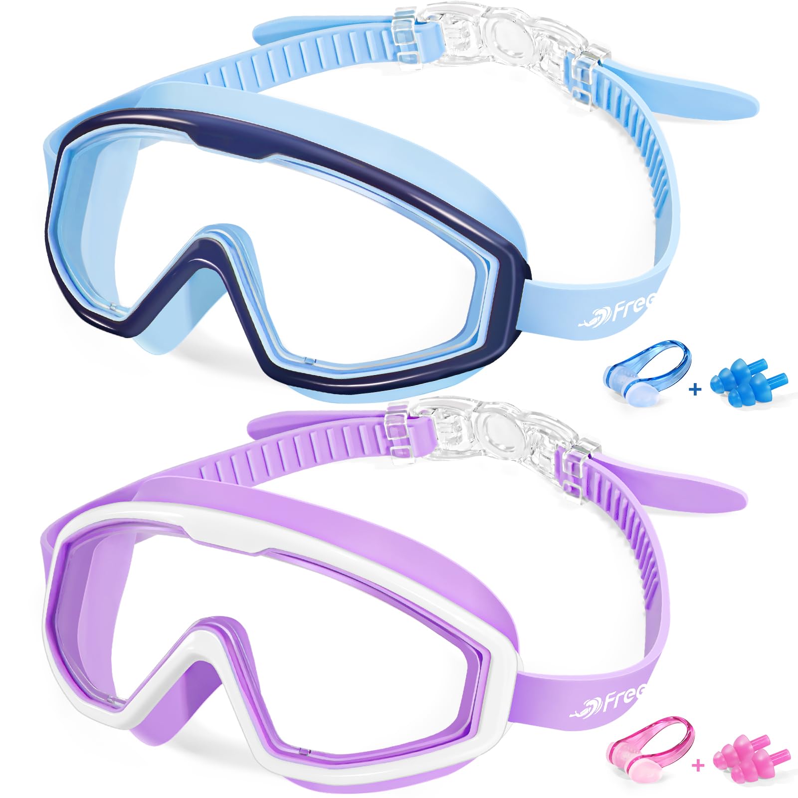 Freela Goggles for Kids Toddler 3-15, Anti Fog No Leak Clear Swim Goggles for Boys Girls Pool Beach Swimming