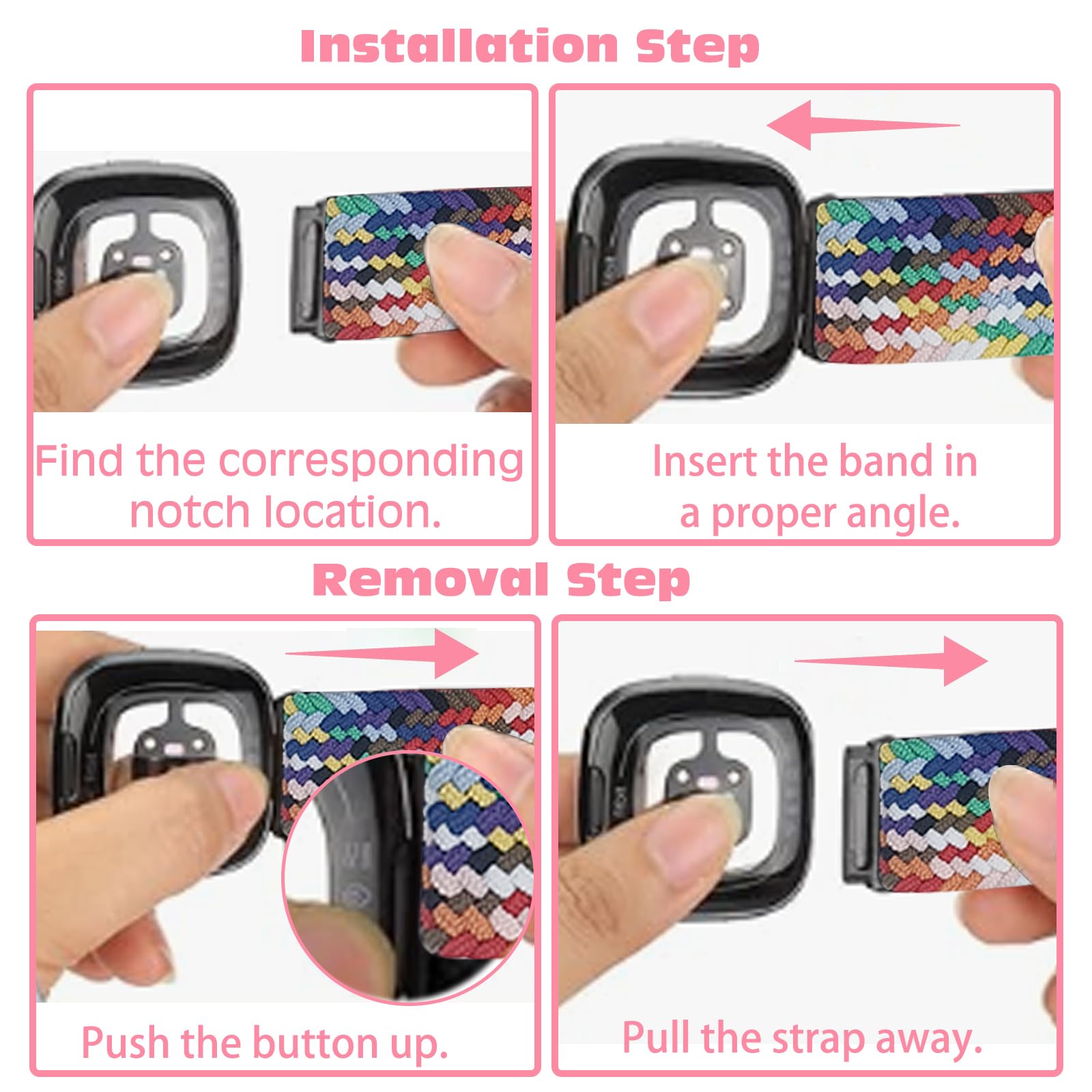 4 Pezzi Cinturino Compatibile con Fitbit Versa 4/Versa 3/Fitbit Sense/Sense 2, Cinturino in Elastici Nylon, Cinturino Tessuto per Fitbit Versa 3, per Uomini e Donne, Multicolore, Regolabile