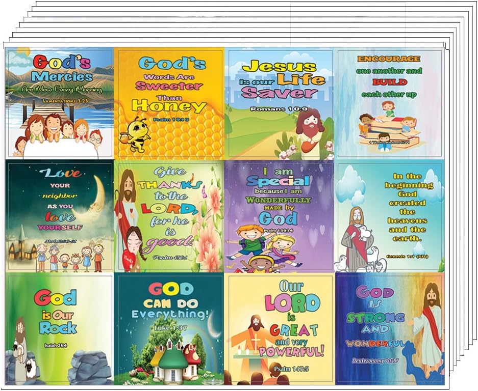 NewEights Religious Stickers for Kids Powerful God (20Sheet) Great Giftaway