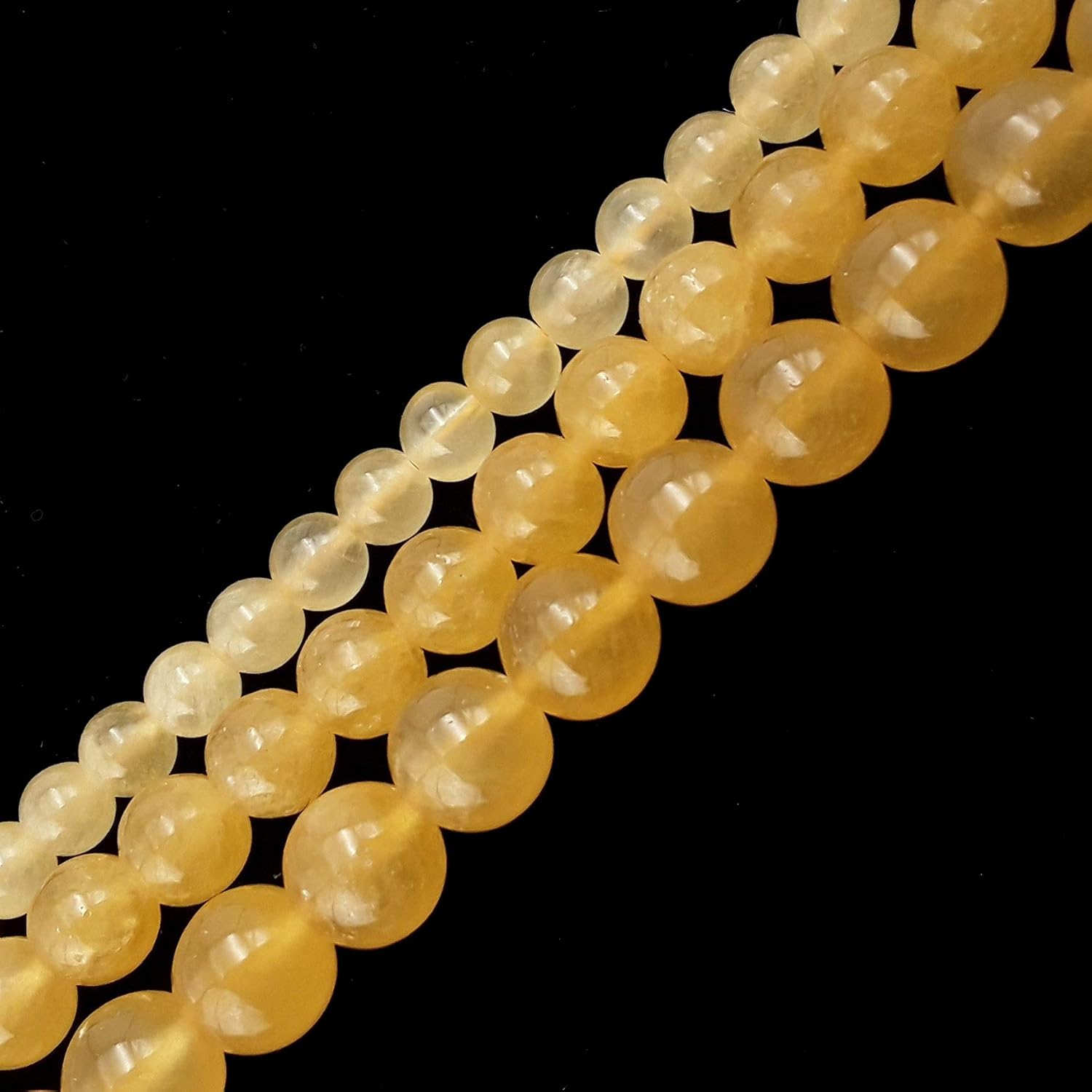JM Design Yellow Honey Calcite Smooth Round Size 10mm 15.5" Strand for Jewelry Making, Arts and Craft