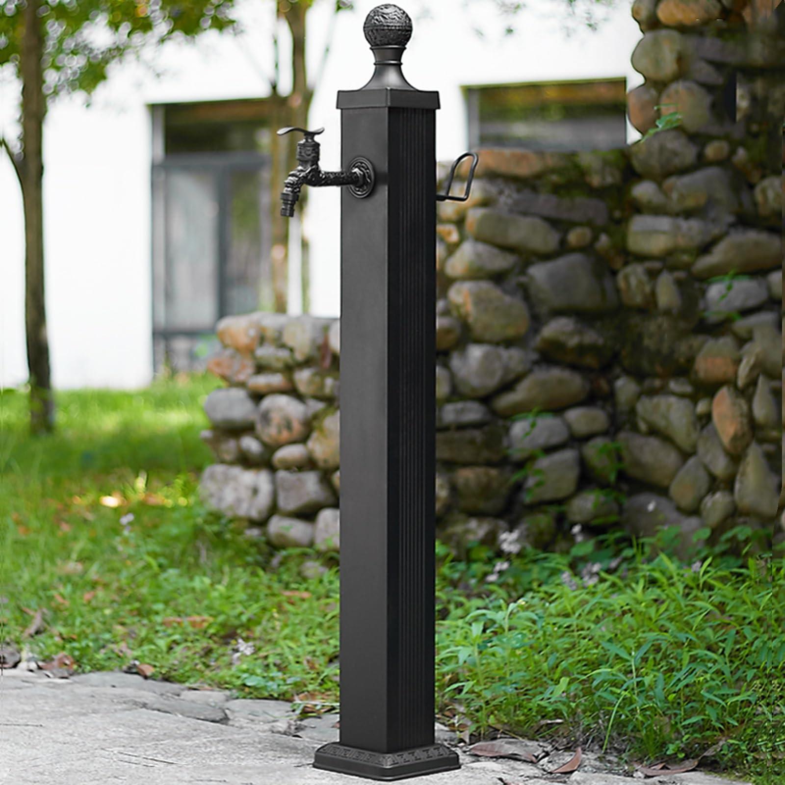 XBTGS Colonna d'acqua per esterni in acciaio inox resistente con rubinetto, soluzione di approvvigionamento idrico verticale antigelo per cortili, patii e spazi esterni, A-114c, A-114 cm/44,8 pollici