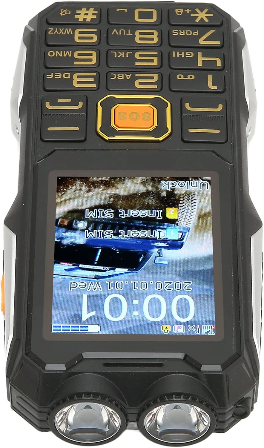 Sxhlseller Rugged Phone for Seniors, 2G GSM Dual SIM, 16800mAh Battery, 2.4inch Large s Senior Cell Phone, LED Flashlight, Speaker, Outdoor Use Backup Phone