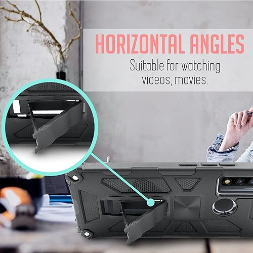 Miniatura 2 de Compatible con TCL 20 XE 20XE con vidrio templado, protección de cuerpo completo grado militar soporte magnético para soporte de coche resistente