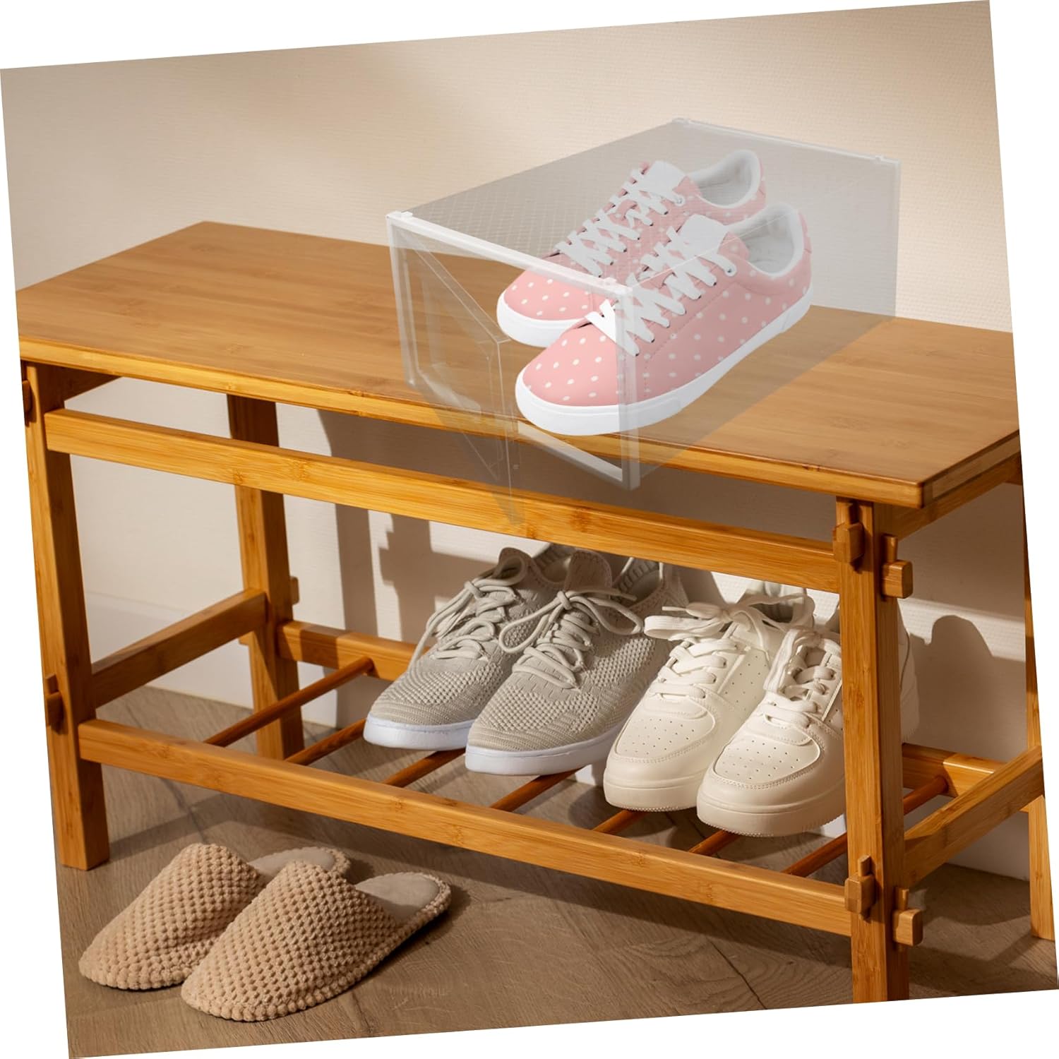 6pcs Shoe Box Stackable Shoe Storage Containers for Closet Boxes Organizer