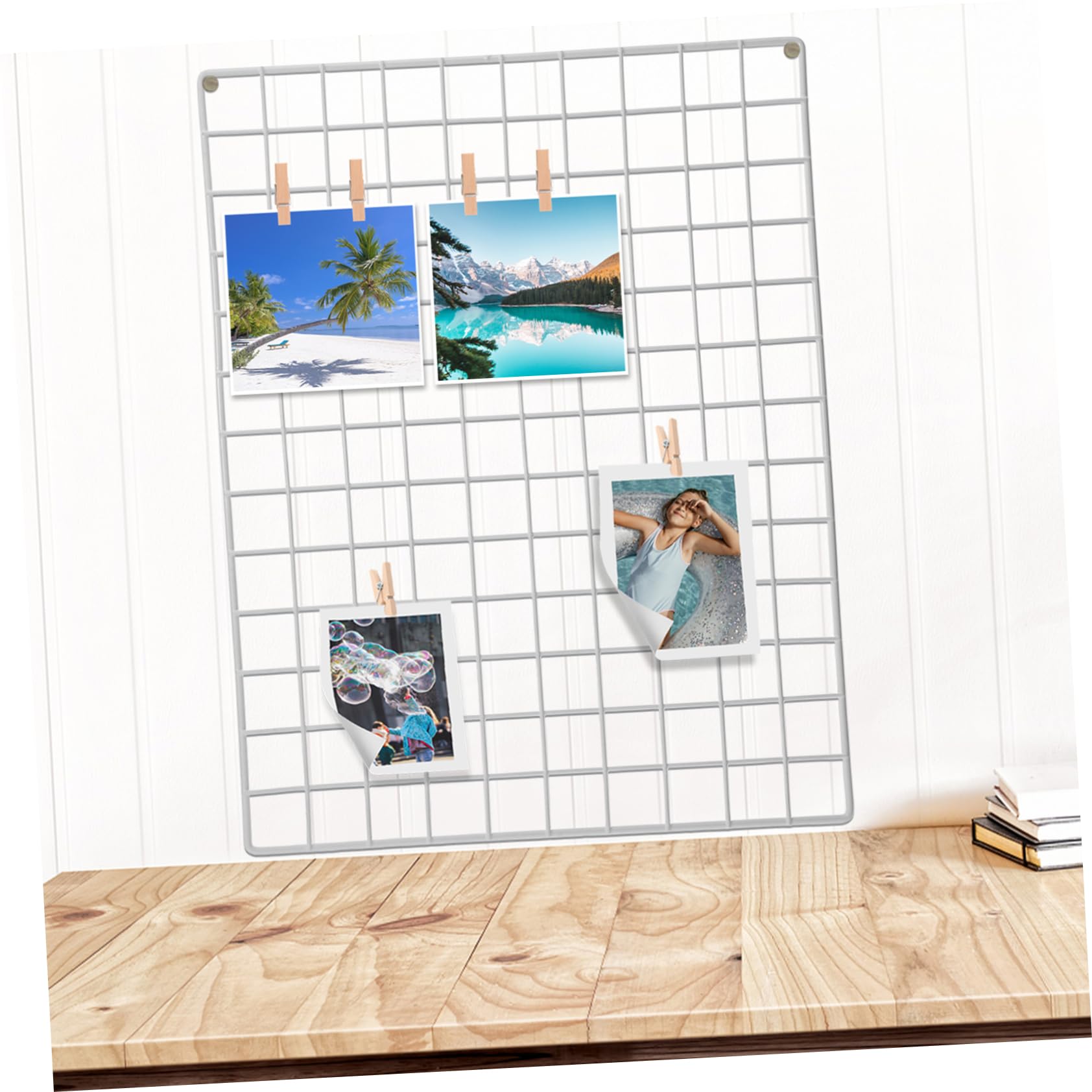 EXAOMBLE Panel de Rejilla Metálica para Colgar Fotos Pared de Hierro Espacio Extra de Almacenamiento Resistente al Desgaste para Decoración Práctica Hogar