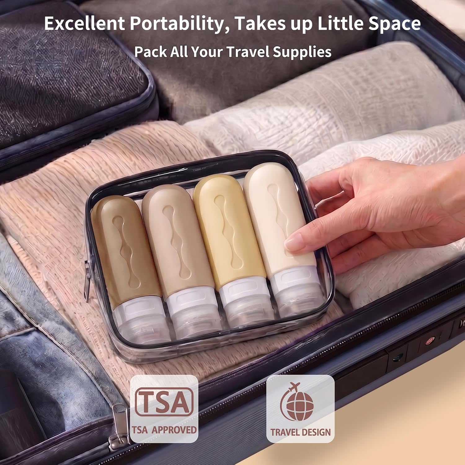 Gemice Travel Bottles for Toiletries Tsa Approved Travel 3oz Size Containers BPA Free Leak Proof Travel Tubs Refillable Liquid Travel Accessories for Cometic Shampoo and Lotion Soap image 4
