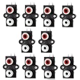 Oiyagai 10 Pack 2 RCA Female Jack Connectors for PCB Mounting – Dual AV Audio Video Sockets for DIY Electronics and Amplifier Projects