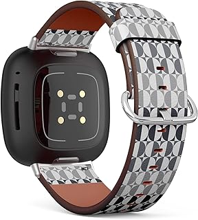 CJBROES Replacement Leather Watch Band, Compatible with Fitbit Versa 3 and Fitbit Sense of Wristband Bracelet Accessory - Stylish