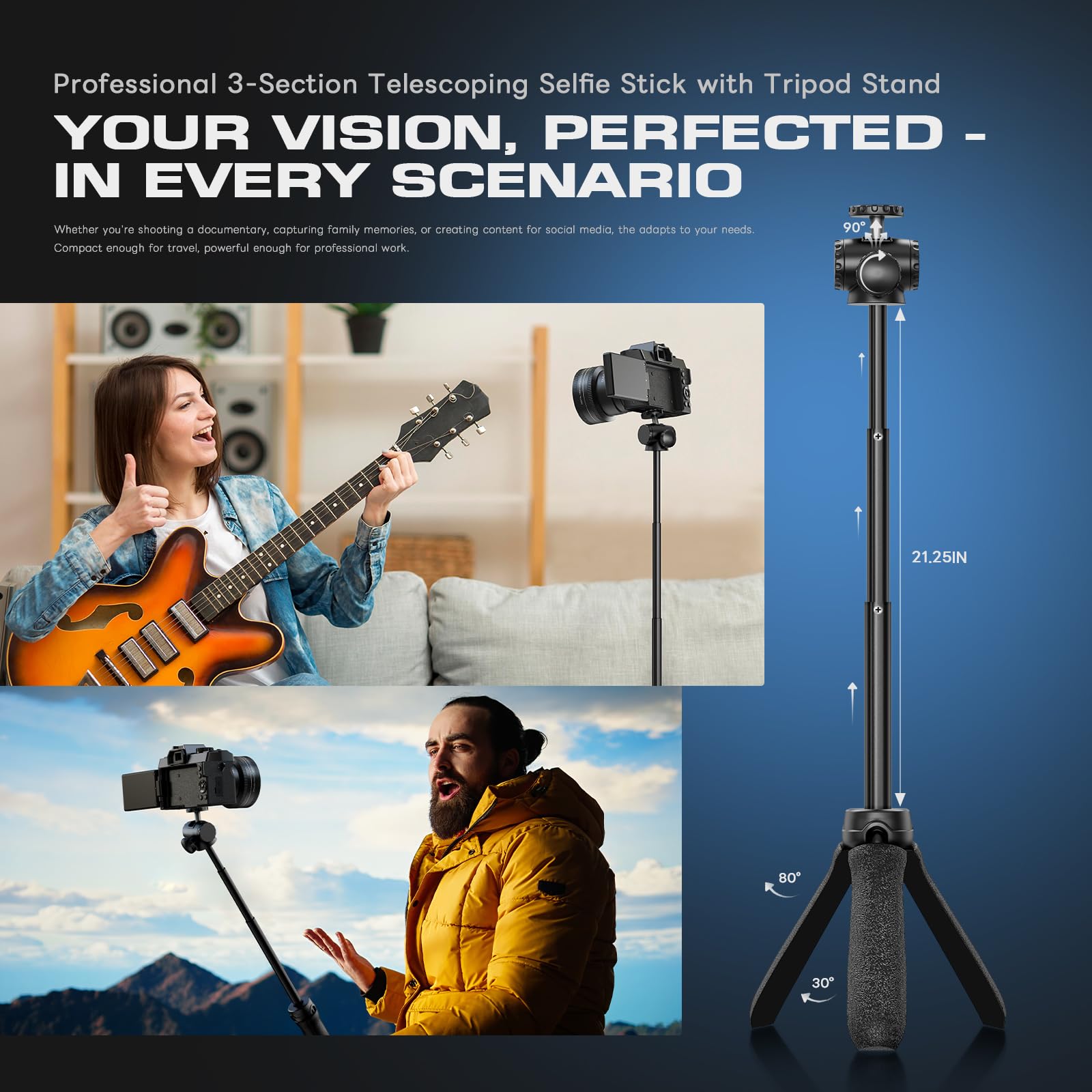 Appareil Photo Numérique 8K 64MP pour Photographie Vlogging YouTube avec Poignée Microphone Trépied Blanc