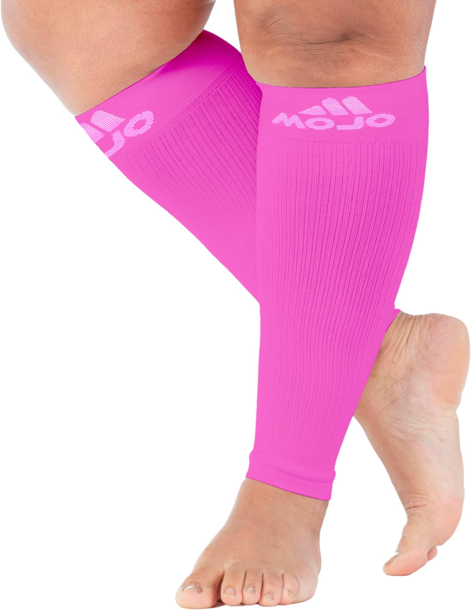Mojo Compression Socks - XXL Pink Extra Wide Calf Sleeves for Men and Women with 20-30 mmHg Compression - Ideal for Treating Varicose Veins, Swelling, and Lymphedema - 1 Pair, Pink, XXL