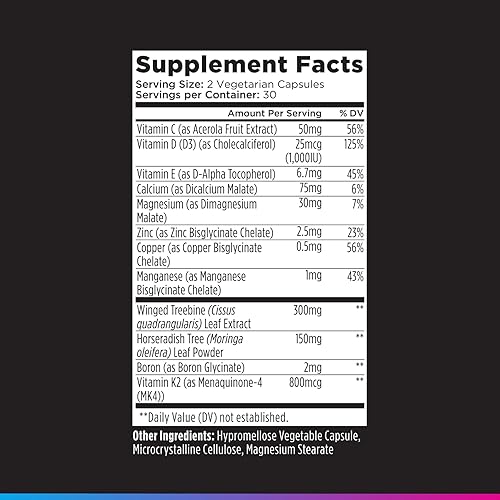 Miniatura 7 de Livingood Daily Suplemento de calcio para mujeres y hombres, soporte óseo con vitamina C, vitamina D3 K2, magnesio, zinc, calcio, cápsulas