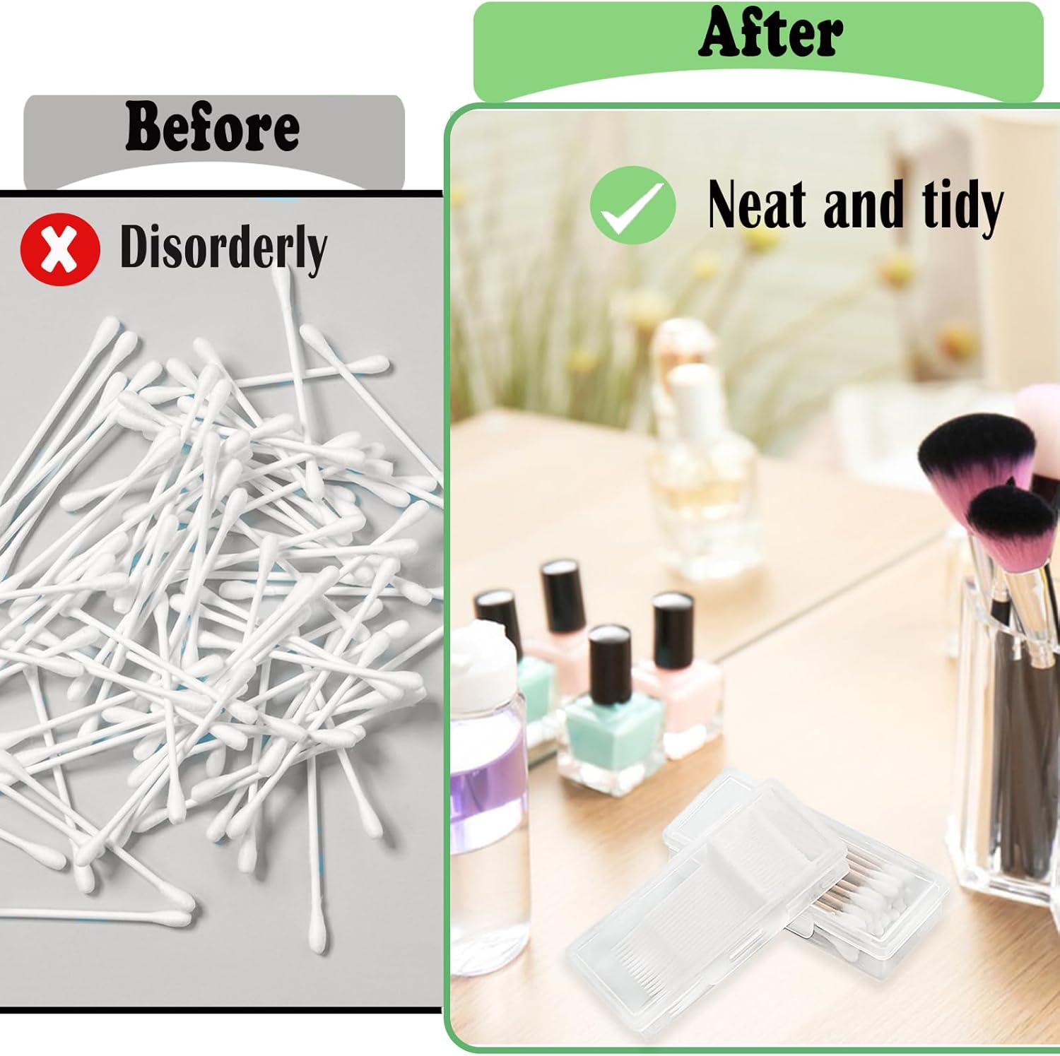 Cotton Swab Holder for Travel, 2 Pcs Portable Small Dental Floss Holder Clear Plastic Cotton Pad Holder, Travel Floss Picks Case Storage Containers with Dustproof Lid - Image 6