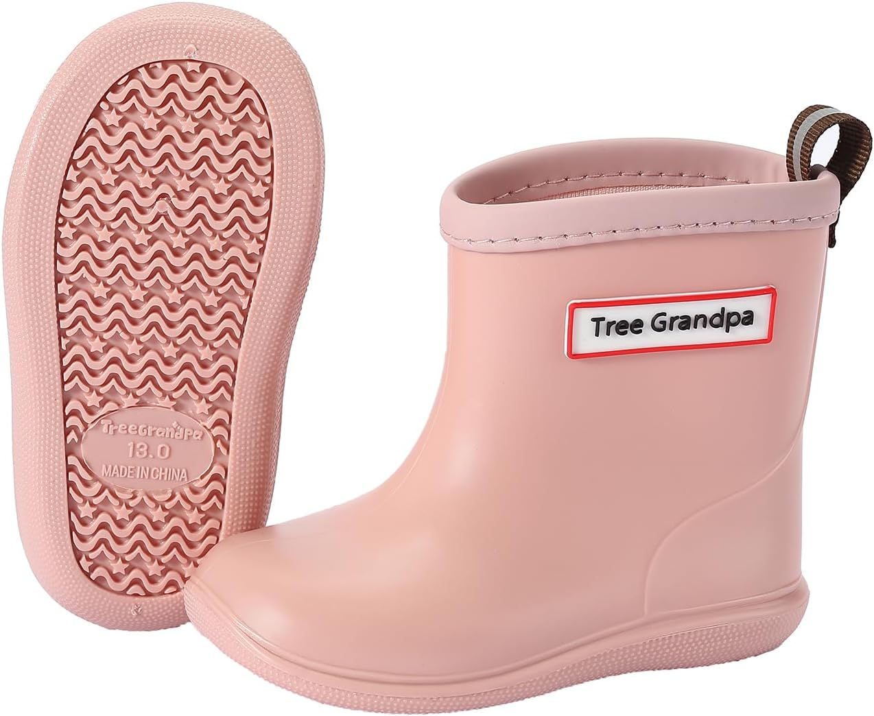 Tree Grandpa Toddler Rain Boots for Boys Girls Waterproof Baby Kids Rain Boots With Easy-on