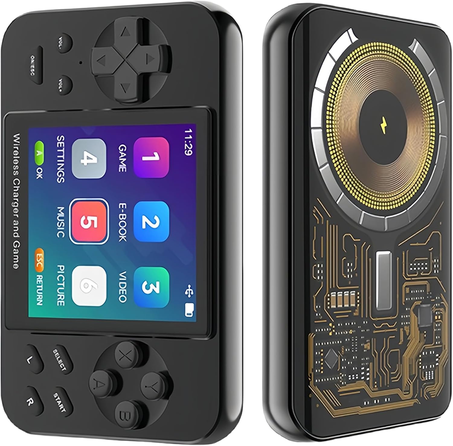 Handheld Game Console Mini Retro Console, 5000mAh Portable Pocket Arcade Supports Wired Wireless Charging Classic Game Ebook Movie Music Photo 7-in-1 with 16GB TF Card