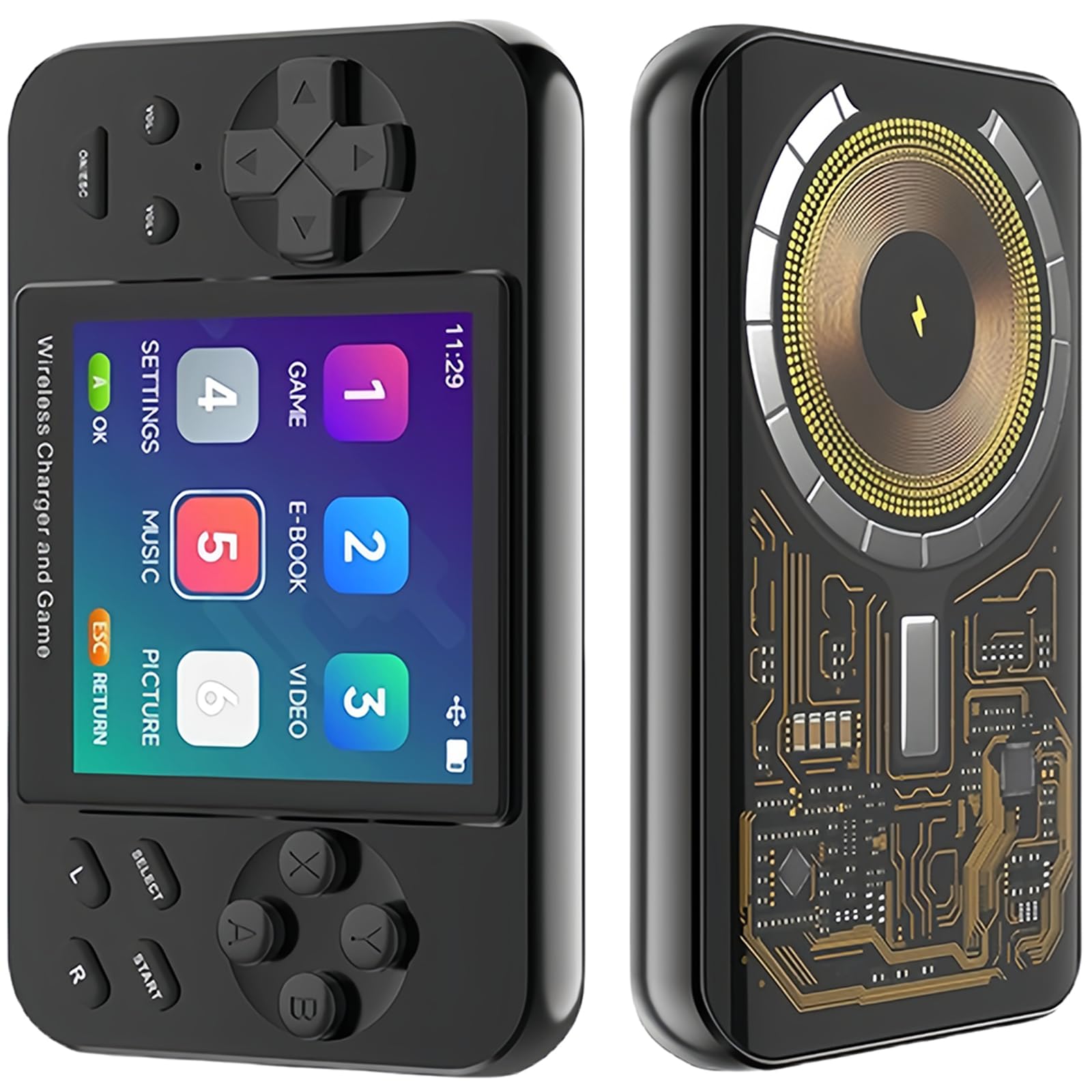 Handheld Console, Consolle Retro Gaming, Videogioco Portatile, Console Retrogaming, Console Giochi Retro, 5000mAh Batteria Supporto Wireless Cablato 6000+ Giochi eBook Film Musica 7 in 1 (Grigio)
