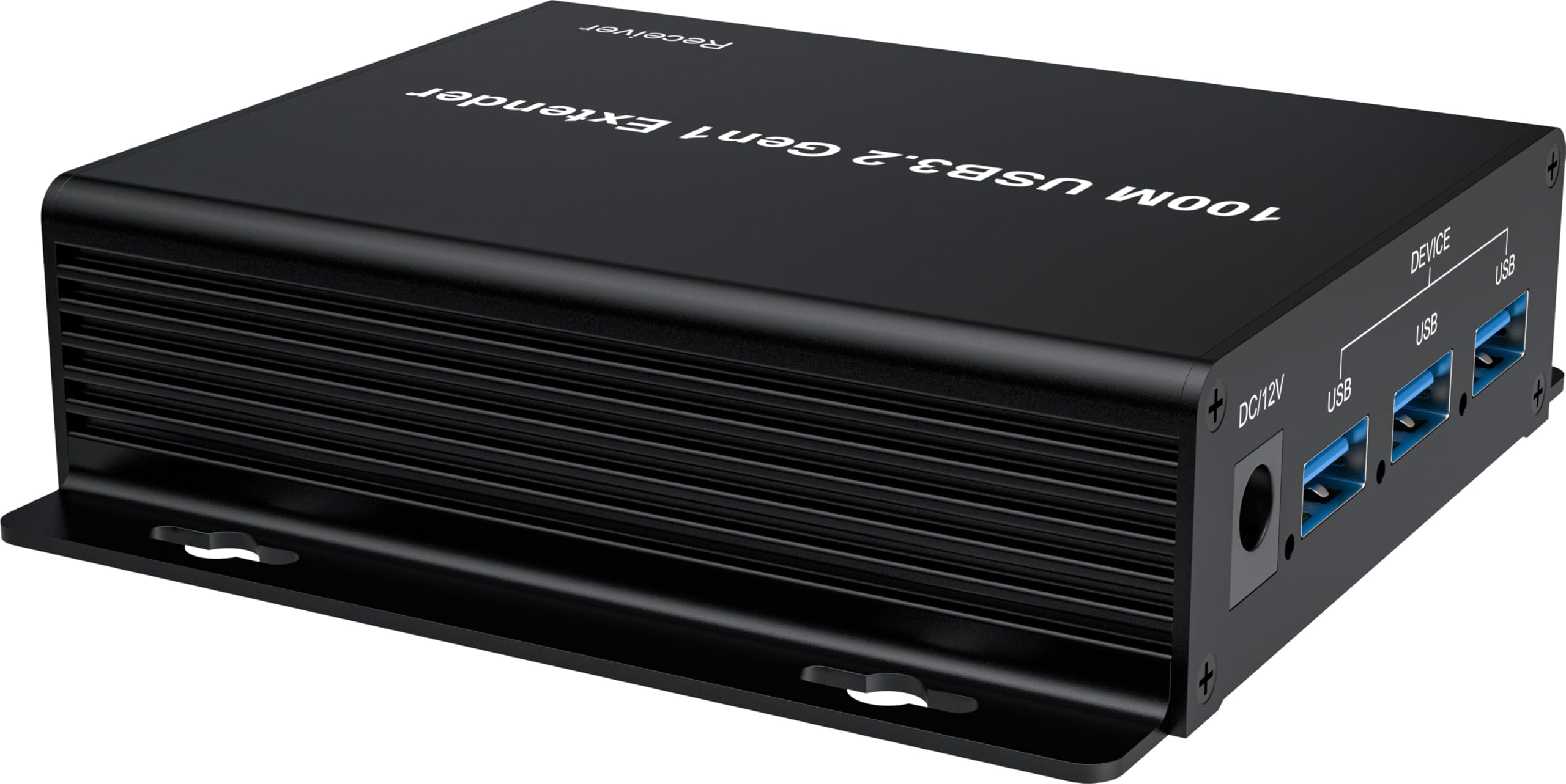 PremiumCord Extender USB 3.2 a 4 Porte su Cat5E/Cat6/Cat6A fino a 100 m, 5 Gbps, RJ45, Ethernet, Custodia In Metallo, Nero