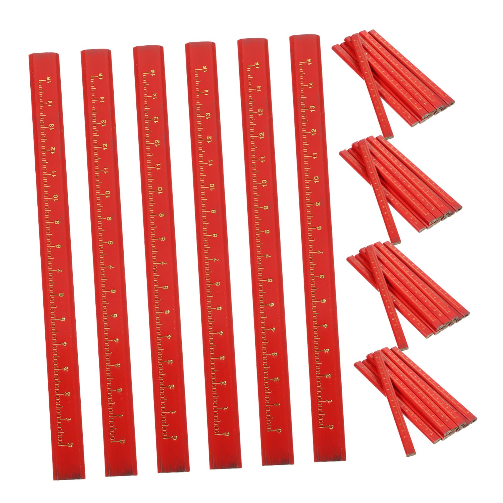 Cabilock 100 Piezas Lápices para Carpintería Octagonales con Núcleo Negro Ovalado y Regla Integrada Anti-rodadura Lápices Duros para Marcación Precisa Carpintería y Construcción