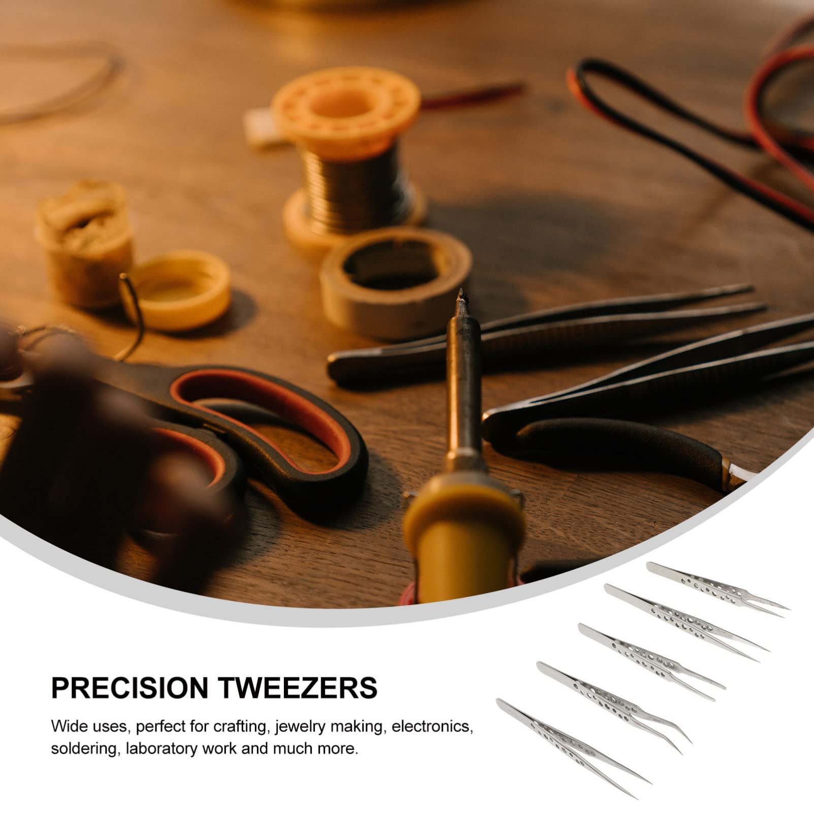 HOMSFOU 2 Set Pinzette in Acciaio Inossidabile Saldatura Pinzette Per Ciglia Saldare Pinzette Ad Alta Precisione Pinzette Per Riparazioni Elettroniche Utensili Attrezzo Silver 5 Pezzi * 2