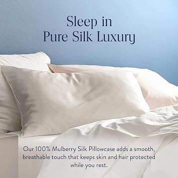 Brooklinen Mulberry Silk Pillowcase 100% Pure Silk Pillow Case, Soft & Durable, Anti-Friction Comfort, Hight Quality Smooth Texture Machine Washable & Breathable - Standard Size (Ivory)