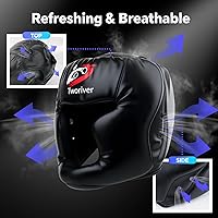 Vista 7 de Casco de boxeo para niños, hombres y jóvenes, paquete de 2, casco de combate de MMA de cara completa con protección ajustable, máscara facial