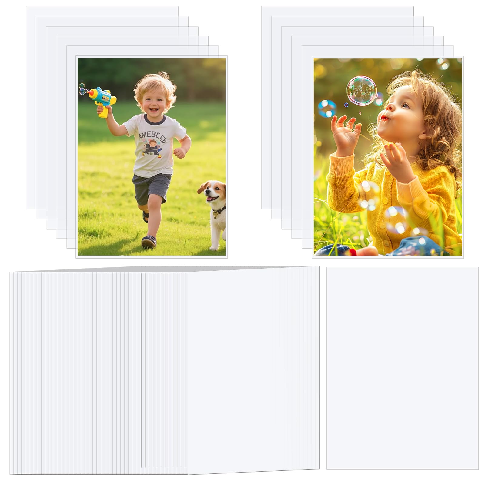 100 Fundas Transparentes, Funda para Fotos de 13 x 18 cm, Láminas Transparentes, Fundas Protectoras Plastico Impermeable para Fotos, Tarjetas de Autógrafos y Postales