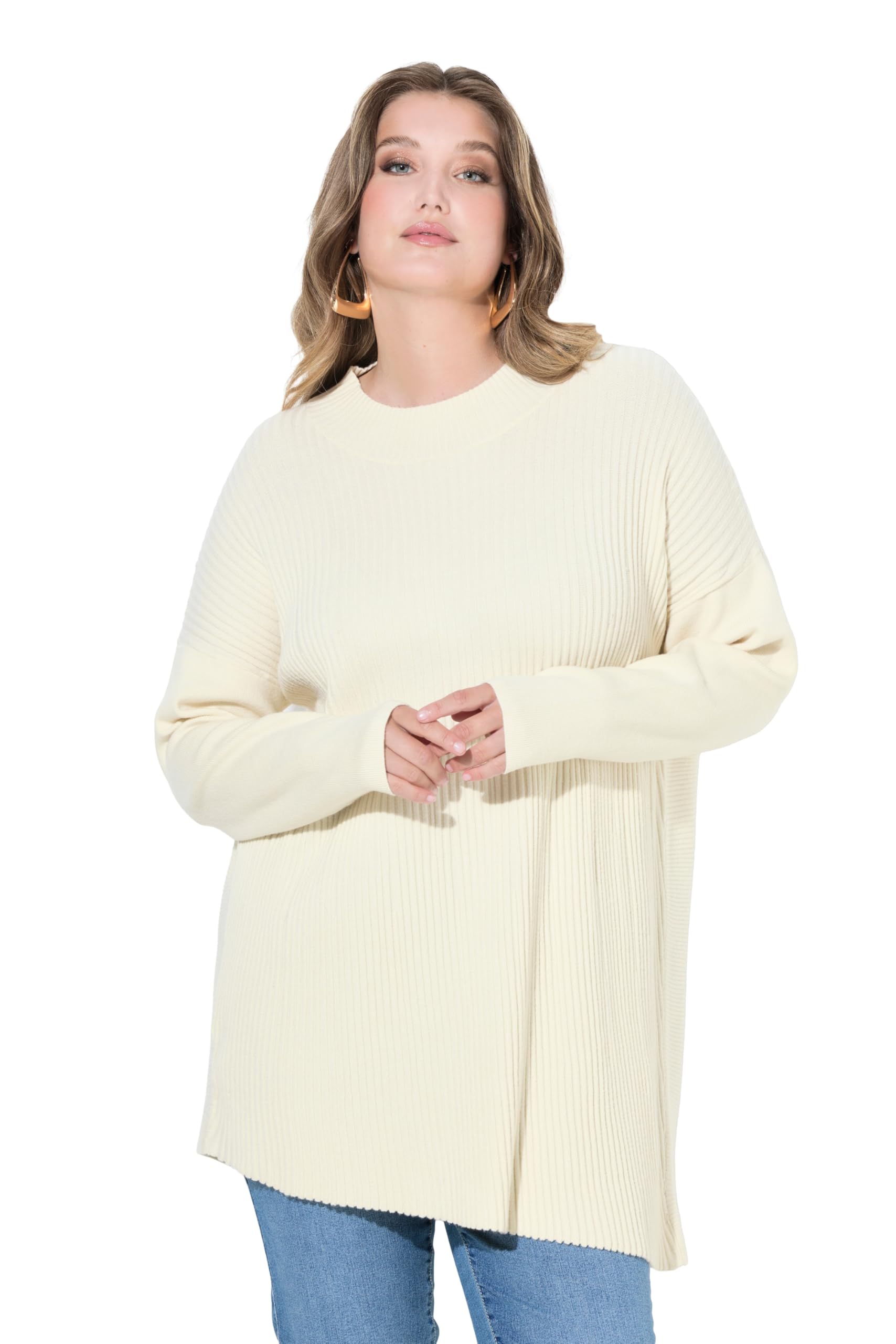 MIAMODA Damen große Größen Übergrößen Plus Size Pullover, lässige Passform, asymmetrischer Saum 846949