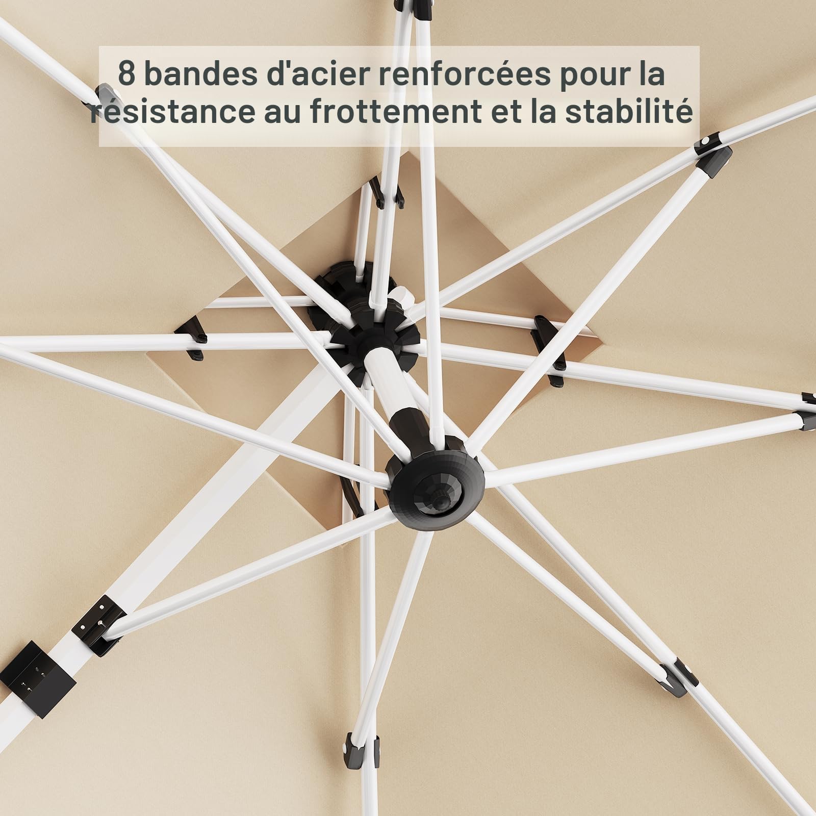Devoko Parasol Déporté Carré, Canopée Monocouche Parasol de Jardin Extérieur en Aluminium Inclinable Toile Protection UV50+ avec Housse de Protection pour Balcon Patio Terrasse