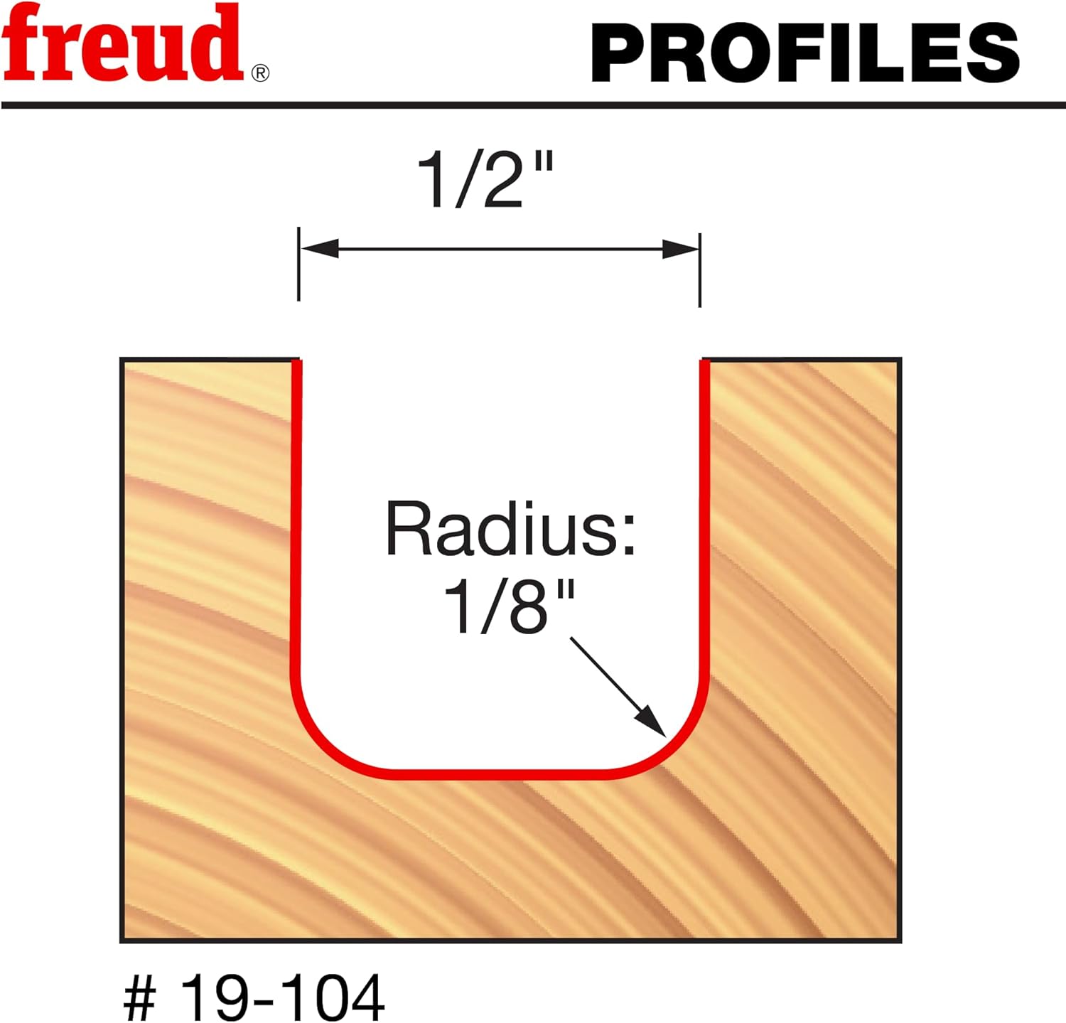 Freud 19-104: 1/8" Radius Dish Carving Bit with 1/4" shank, 2-1/8" overall length