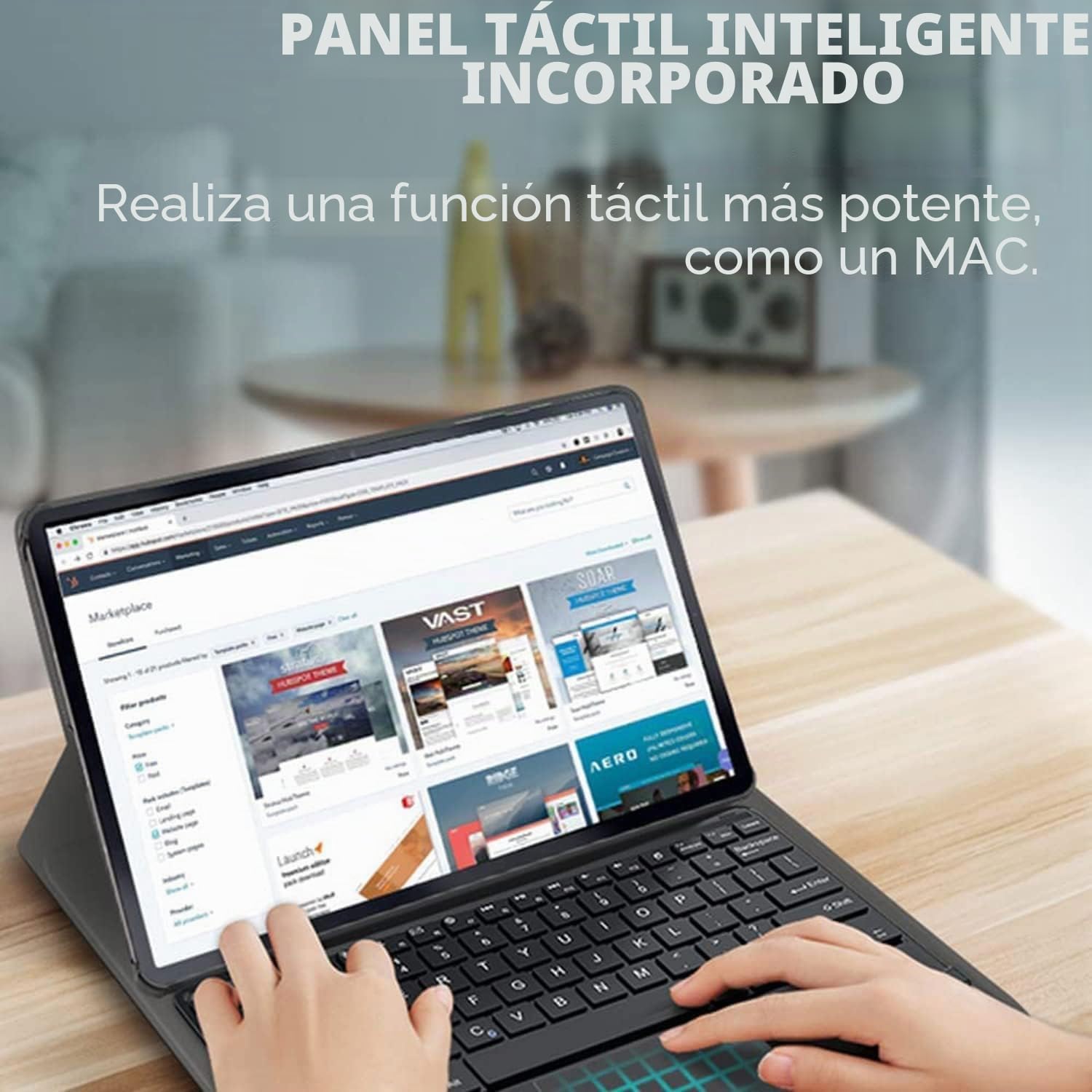 Funda con Teclado Táctil para Samsung Galaxy Tab A7 De 10,4 Pulgadas 2020 Modelo SM-T500/T505/T507, Teclado Bluetooth Inalámbrico Desmontable, Cubierta Trasera TPU Suave Ultrafina,Negro