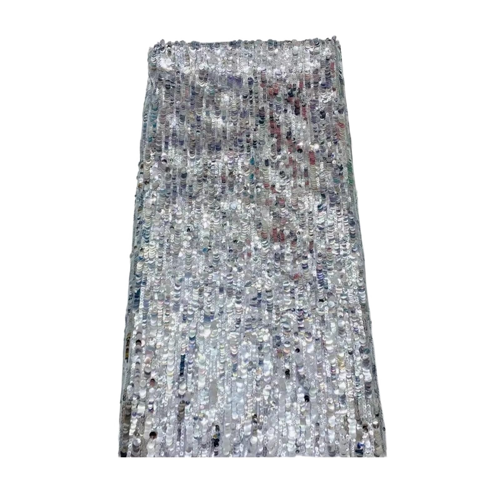 Tela De Encaje Red Africana, Malla Tul Francés Con Lentejuelas, Material Boda Nigeriano, 5 Yardas(4)