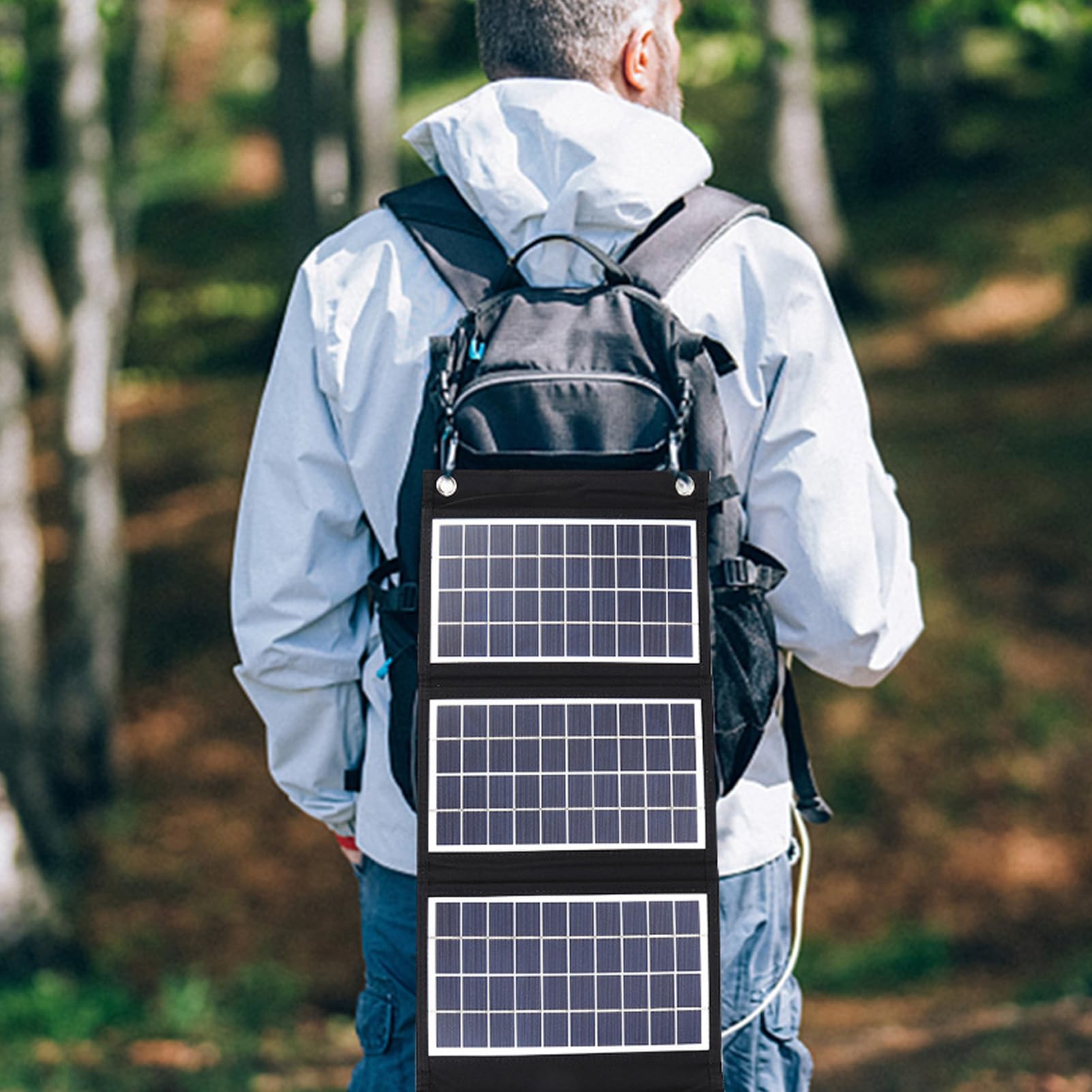 Tbest Chargeur de Panneau Solaire Pliable, 21W 5V avec Deux Sorties USB 3 Fois Chargeur de Panneau Solaire pour la Randonnée