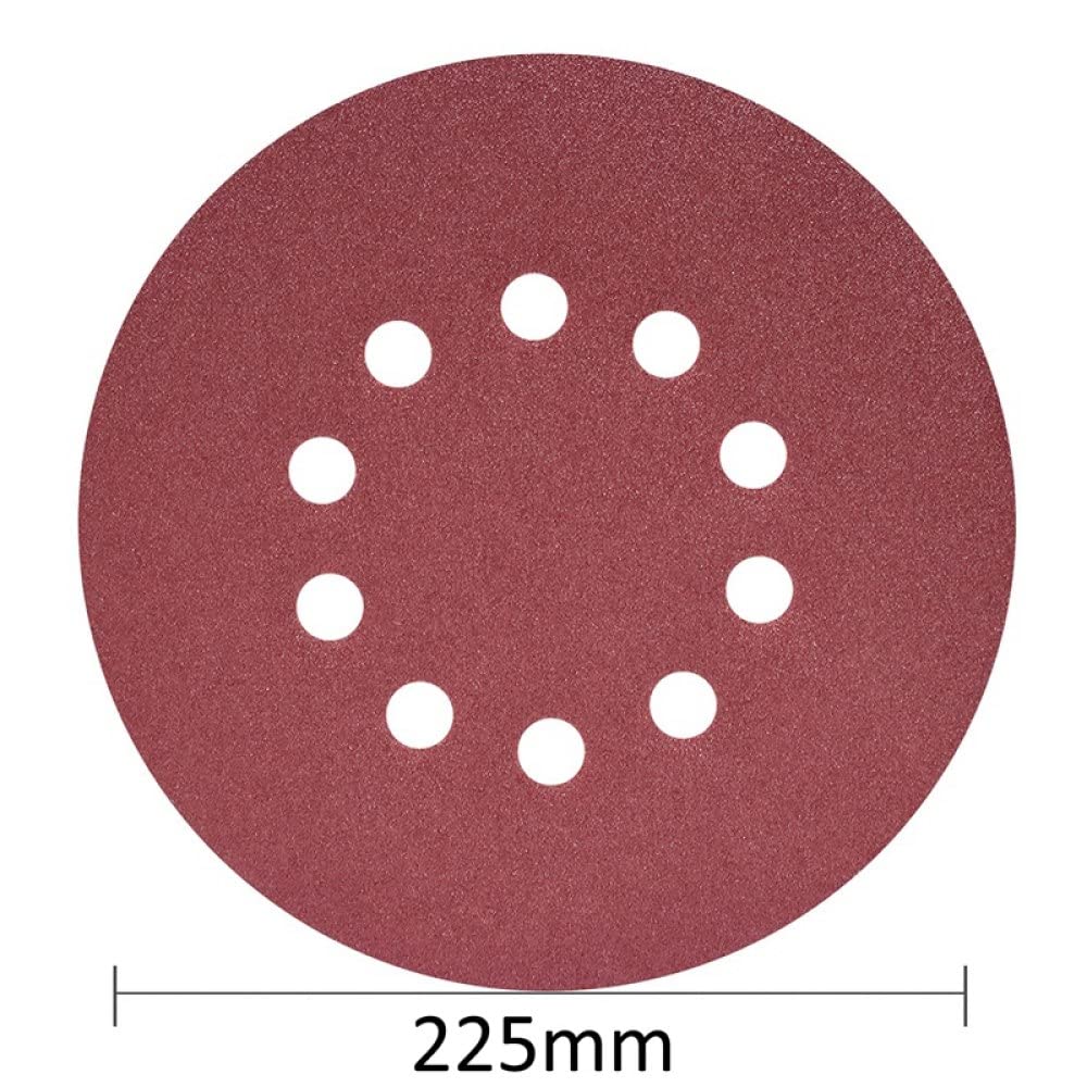 Discos de lijado de 225 mm, 25 almohadillas de papel de lija redondas de 10 orificios de grano P120, para lijadora de paneles de yeso, lijadora de cuello largo, jirafa de lijado, verde militar