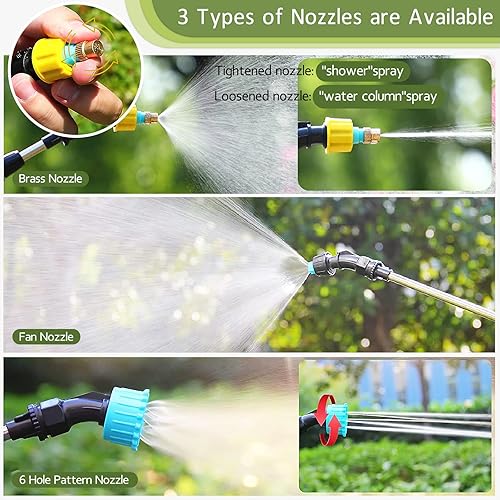 Miniatura 2 de VPVPV Pulverizador portátil con batería de 1.35 galones de 5L, pulverizador de presión de bomba, rociador eléctrico, rociador de jardín, rociador de