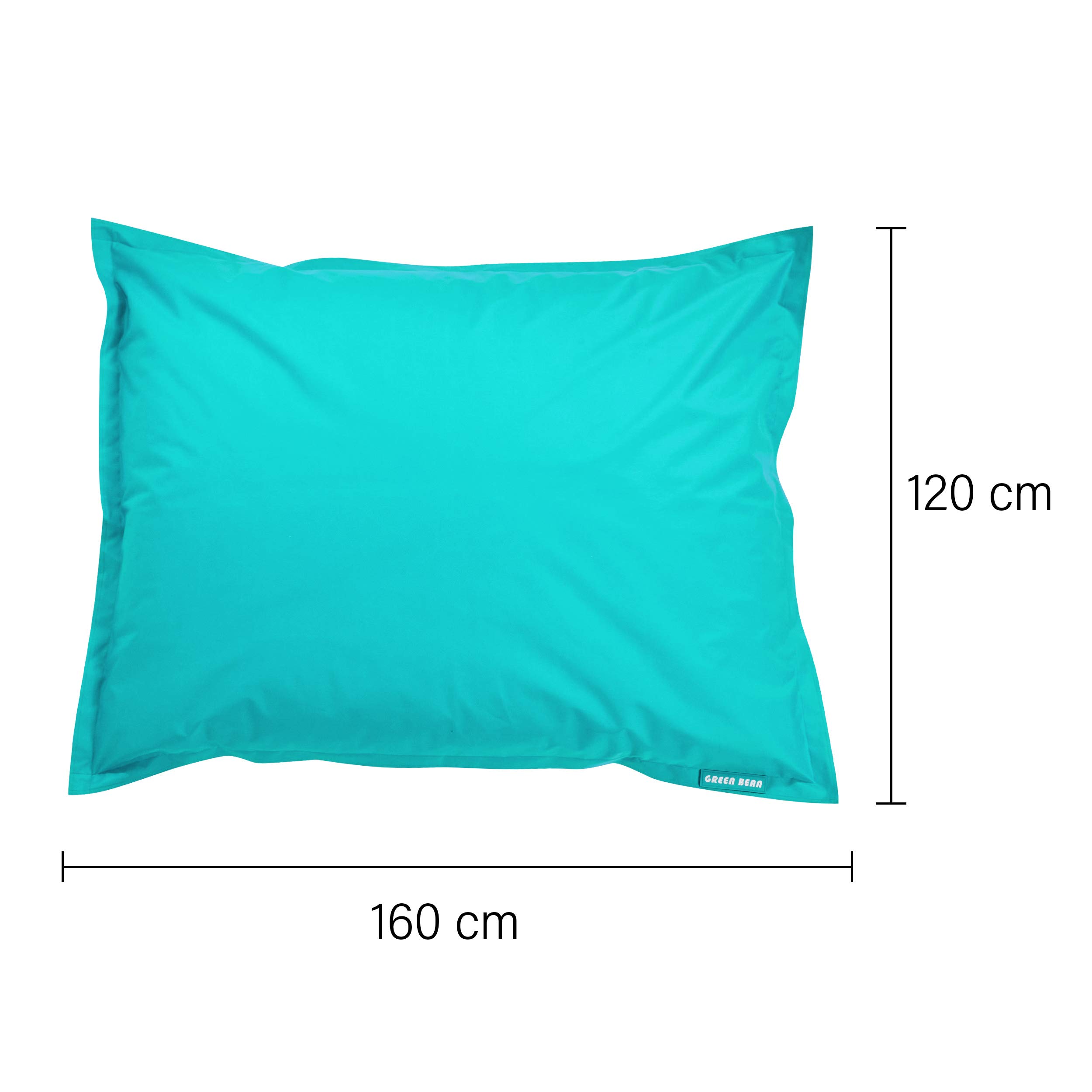 Green Bean Square XL Poltrona a Sacco Gigante 120x160 cm - Rivestimento in PVC Interno ed Esterno Lavabile Turchese