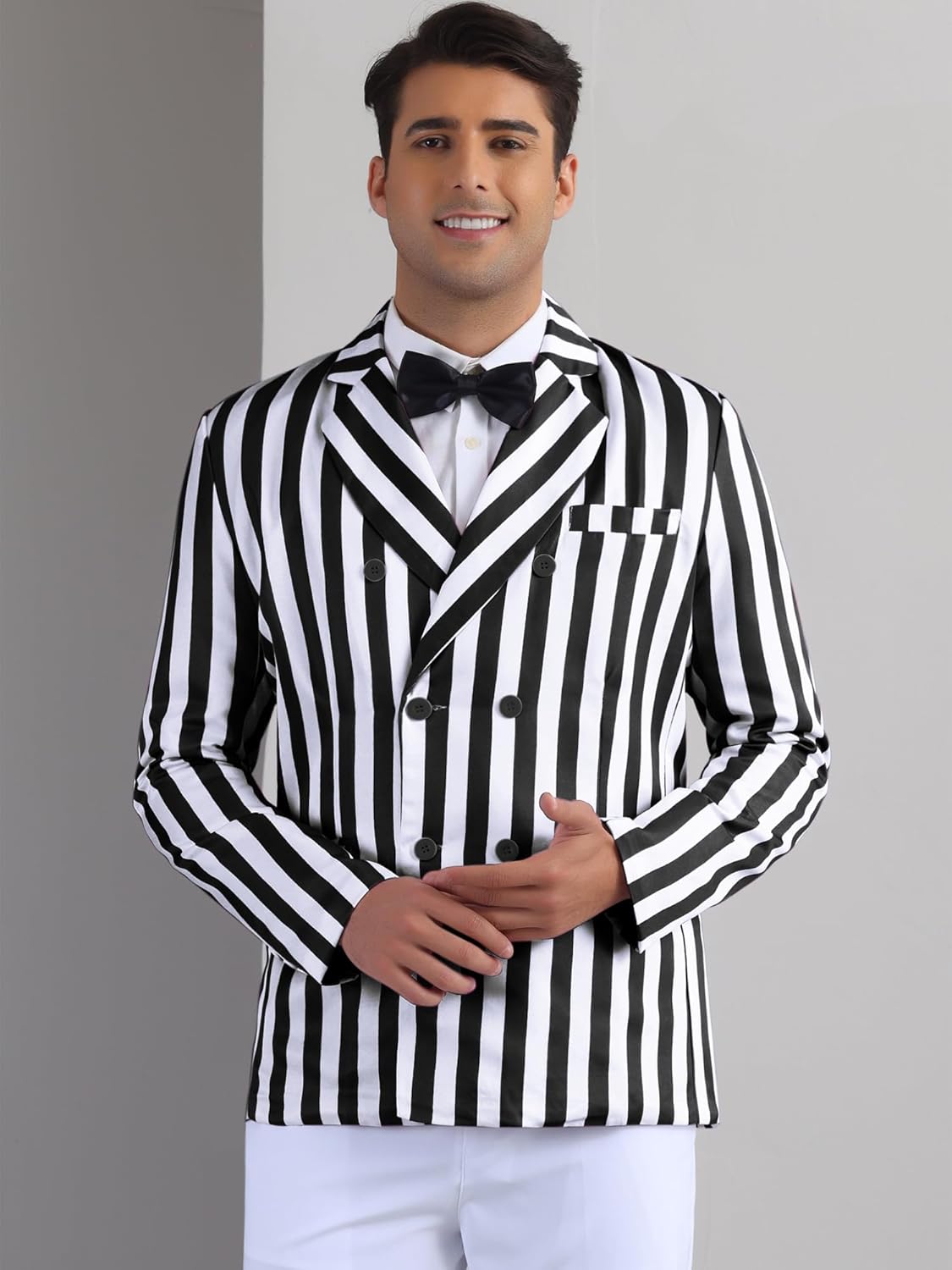 Lars Amadeus Striped Blazers for Men's Peak Lapel Sports Coat Double Breasted Business Stripes Suit Jacket