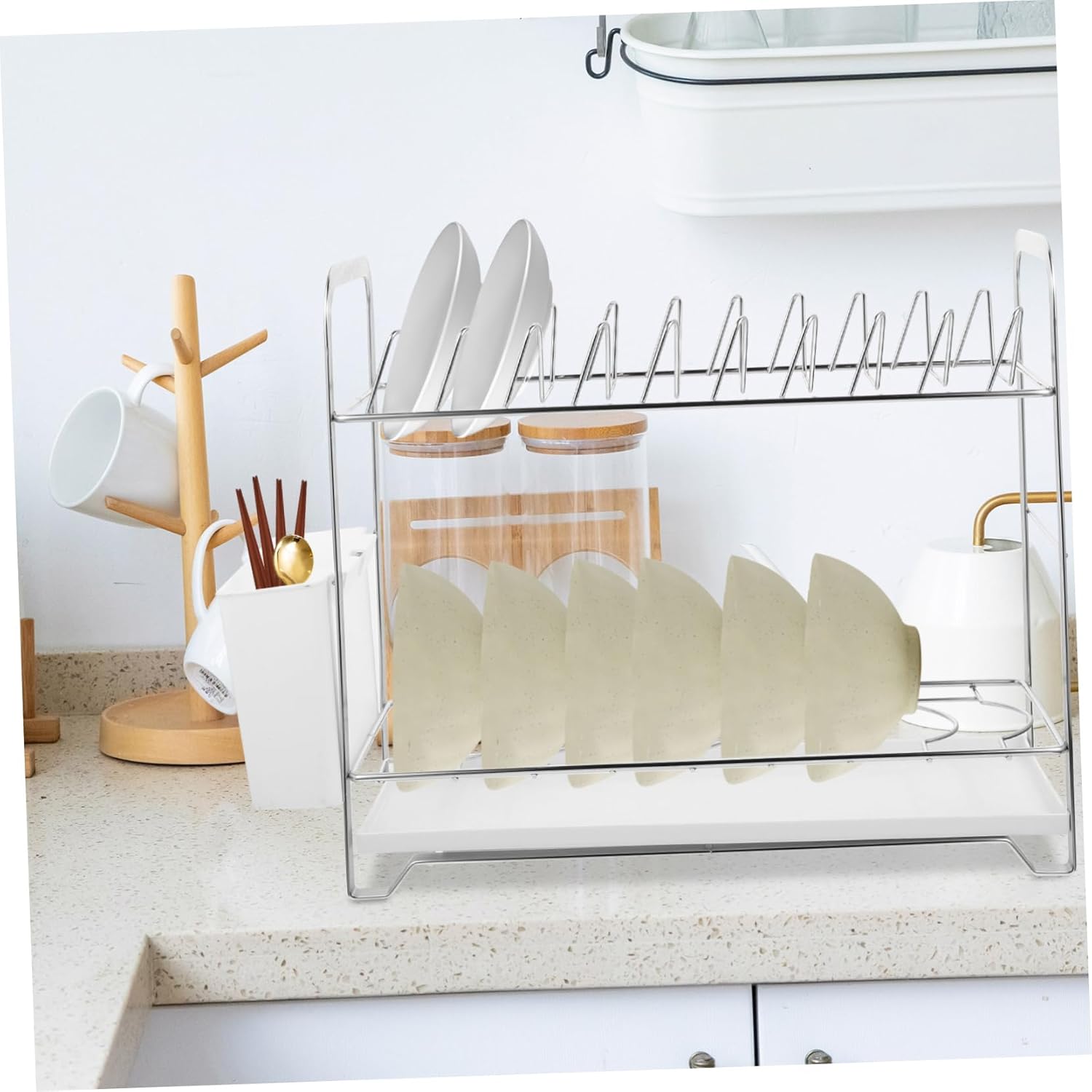 Garneck 2 Tier Dish Rack Stainless Steel Kitchen Dish Drying Rack for Counter Easy to Clean