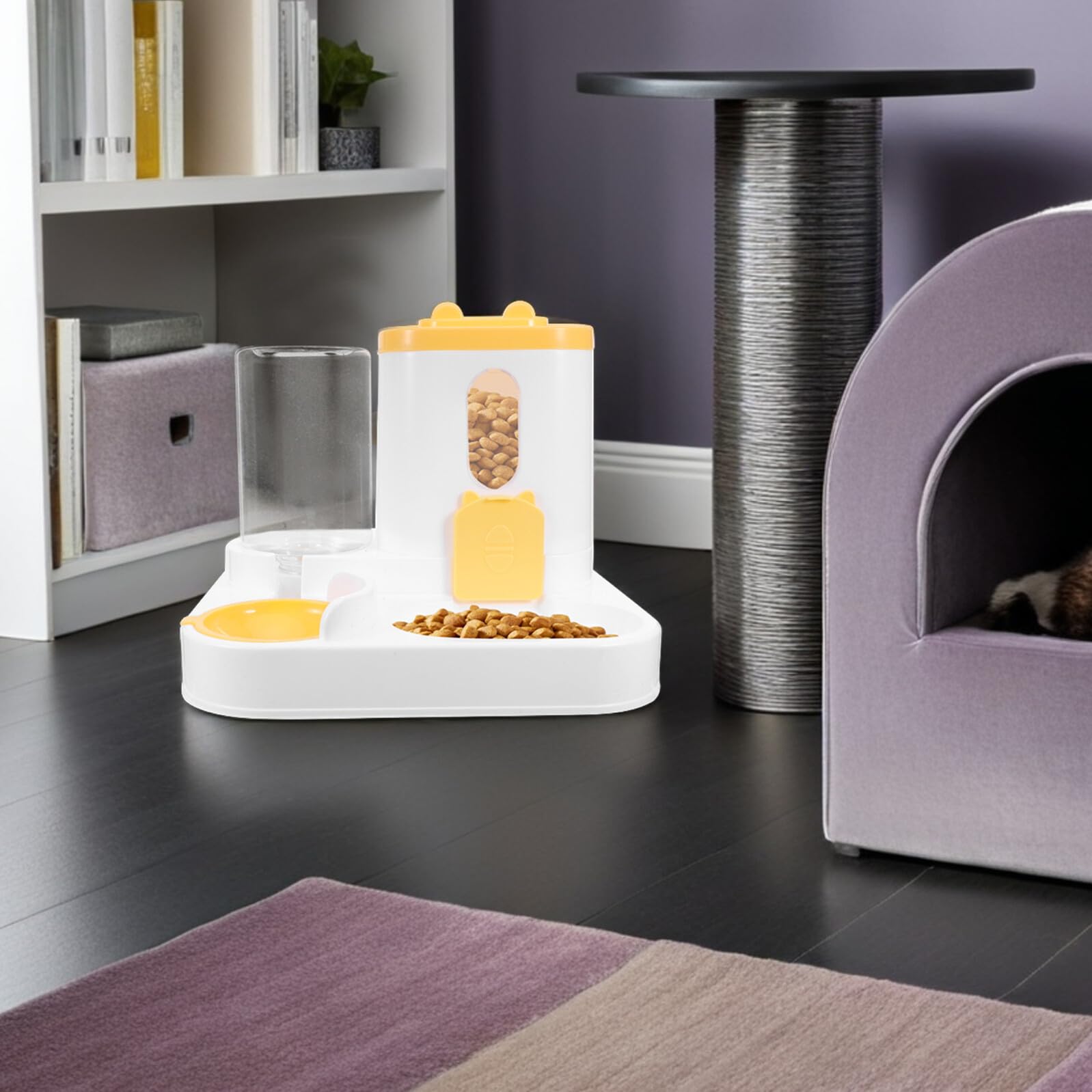Toddmomy Distributore Automatico di Cibo e Ciotola per Acqua per Gatti e Cuccioli Alimentazione Lenta Sensore di Rifornimento Grande Capacità Silenziosa per Animali Domestici in Casa