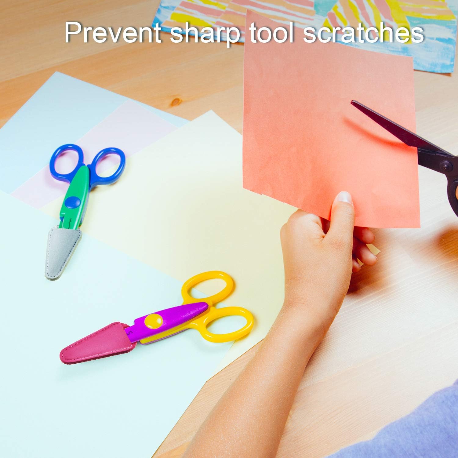 6 Pieces Scissors Sheath Safety Leather Scissors Cover Protector Colorful Sewing Scissor Sheath Portable Eyebrow Trimming Beauty Tool Protection Cover Collect Bags (Deep Colors and Light Colors)