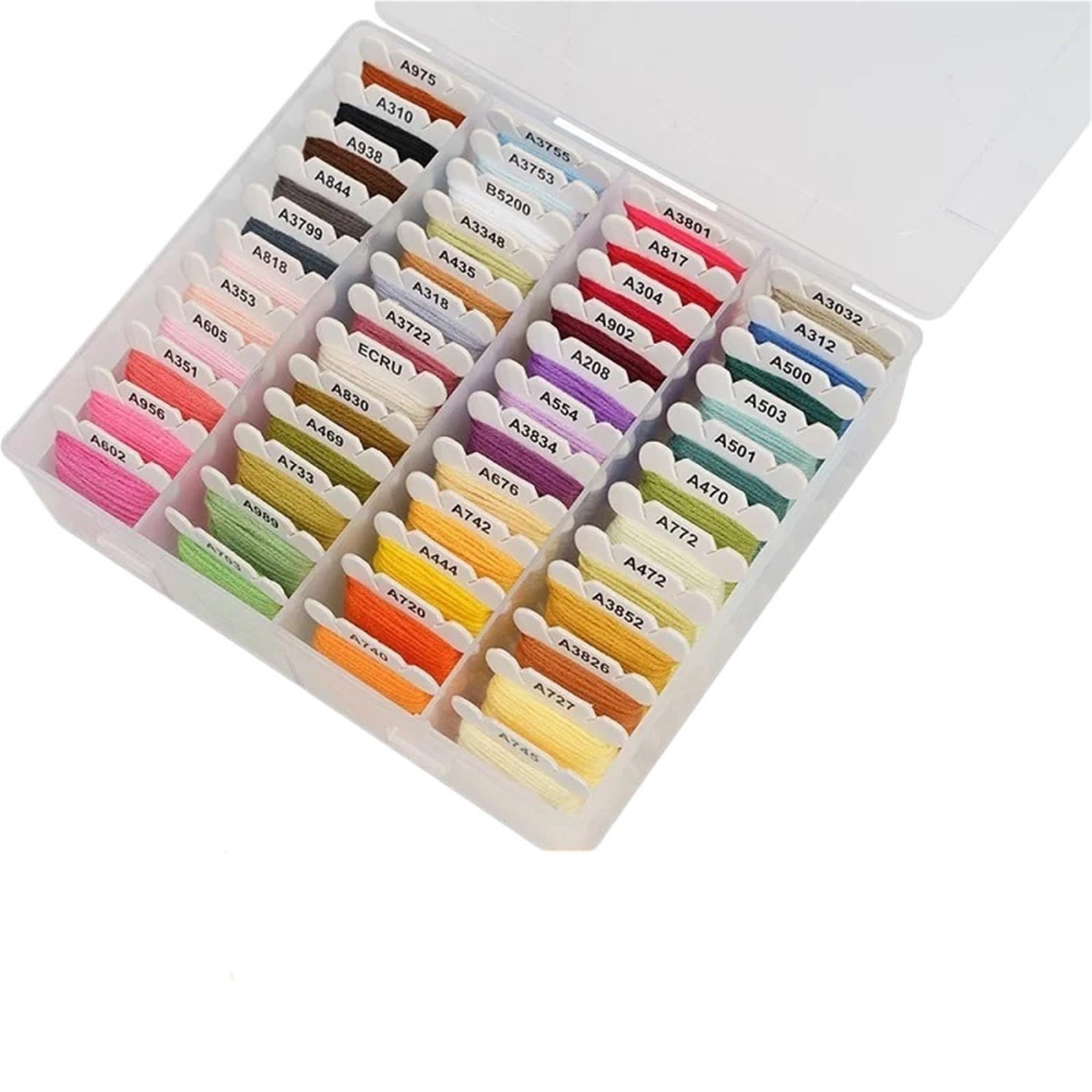 Stickgarne, 4 Schachteln, 40/48 Farben, Baumwoll-Stickgarn, mehrfarbiges Garn zum Nähen, Set mit Organizer-Box (48 Farben, 8 m)