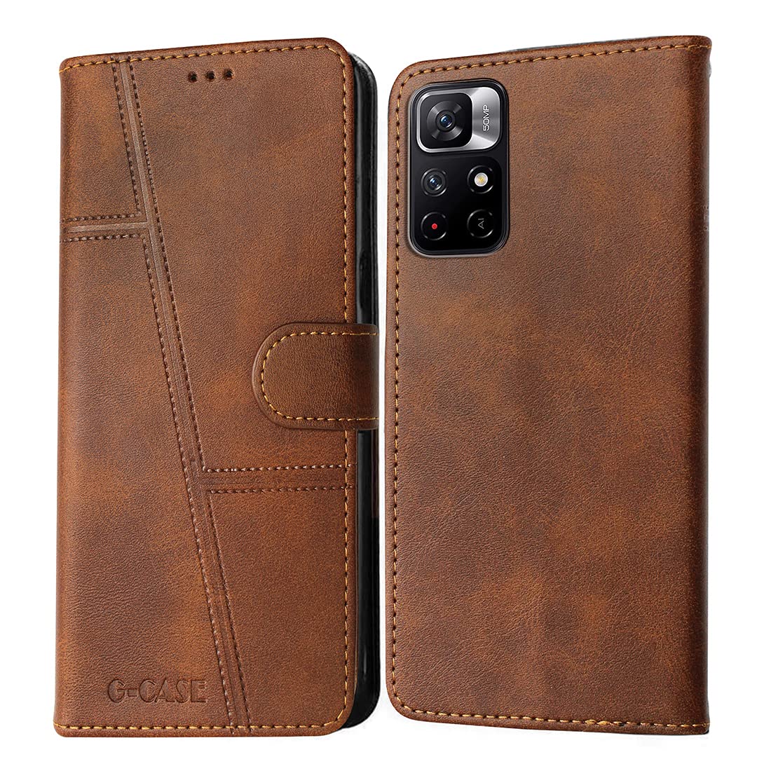Casotec Flip Cover for Mi Redmi Note 11T 5G / Poco M4 Pro 5G | Premium Leather Finish | Inbuilt Pockets & Stand | Flip Case for Mi Redmi Note 11T 5G / Poco M4 Pro 5G (Brown) (B09NMFZF4T) Amazon Price History, Amazon Price Tracker