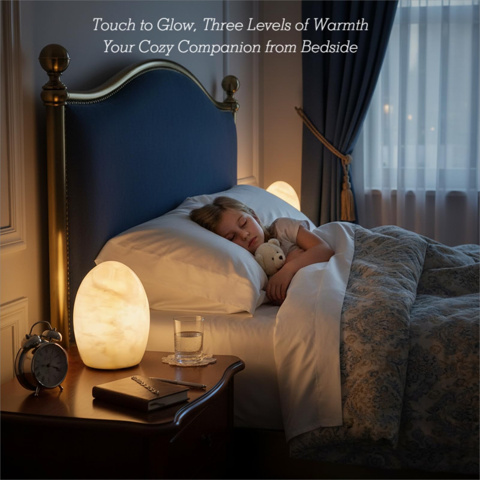 Lampada da tavolo a forma di uovo di Pasqua in marmo, lampada da tavolo da scrivania, comodino, lampada da comodino per soggiorno, 3 livelli di luminosità, luce notturna a LED per ufficio, patio