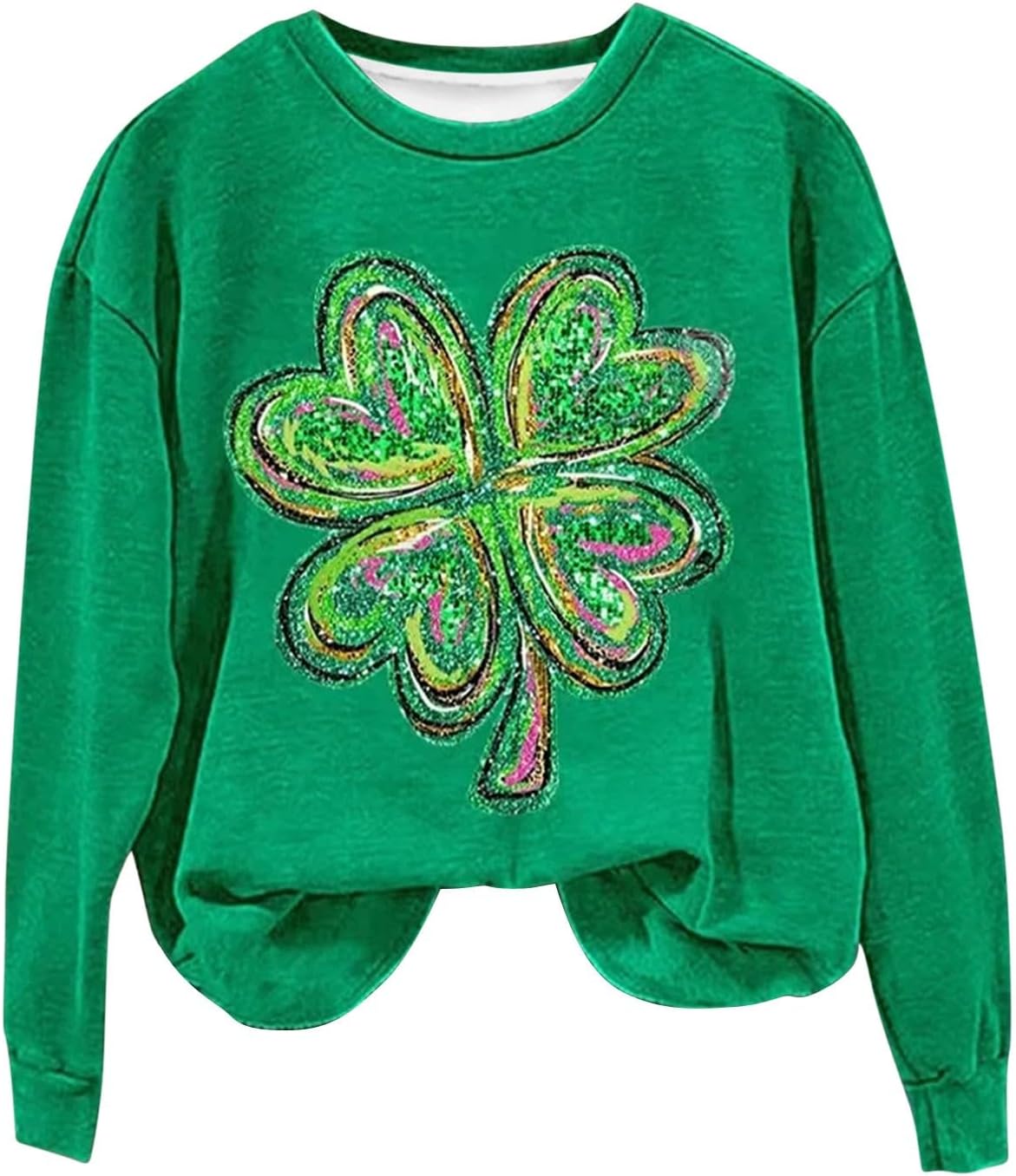 SMIDOW St. Patricks Day Shirts For Women Long Sleeve Crewneck Irish Sweatshirts Oversized Saint Patty's Pullover Tops