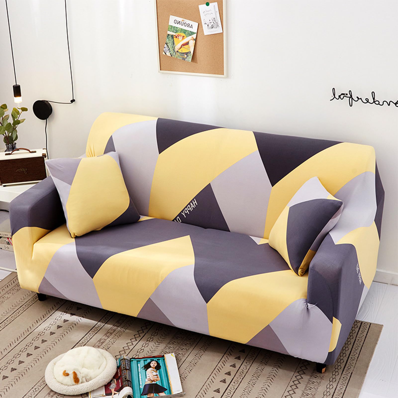 Housse de canapé d'angle lavable et antidérapante en spandex