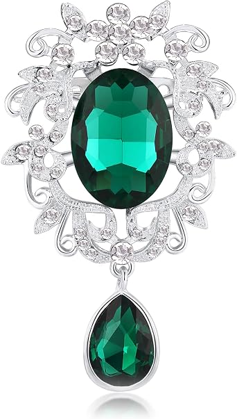 Vintage Wedding Bridal Big Blue Crystal Rhinestone Tear Drop Brooch Pin for Women