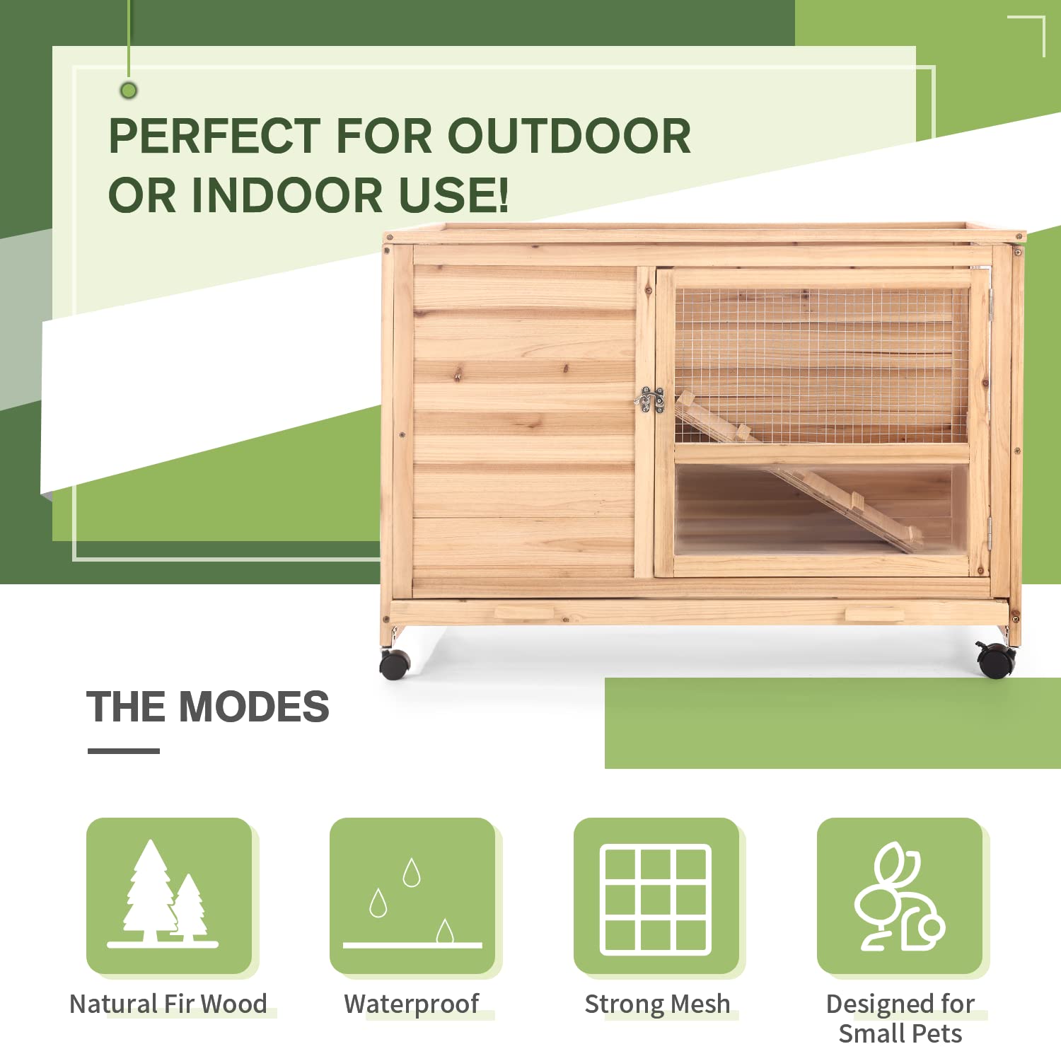 Buy YOLENY Rabbit Hutch Wooden, Bunny Hutch Indoor Rabbit Cage Outdoor