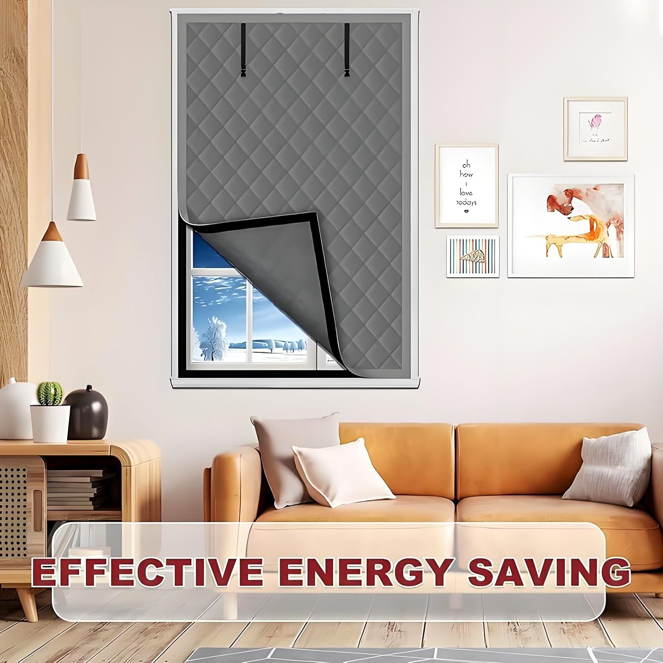 Window Insulation Kit Window Insulation for Winter 28" 33" 37" 43" 55" 65" 79" Thermal Insulated Curtains for Rv Windows Cold Air Blocker(Gray,33" W x 63" H)