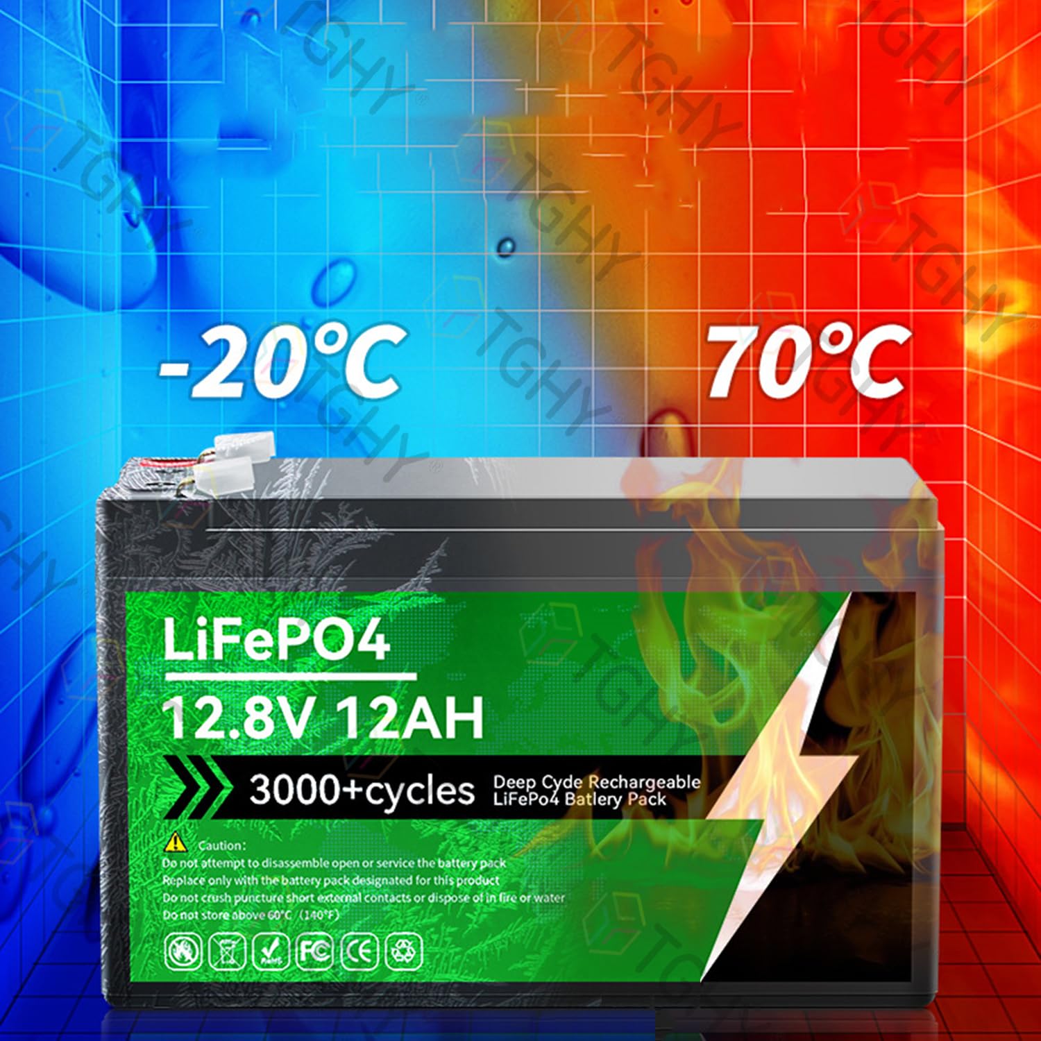 TGHY Batteria LiFePO4 12V 6AH 12AH 18AH 24AH 30AH Batteria al Litio 12 Volt per Camper, roulotte, Nautica, Barra Luminosa a LED, Campeggio all'aperto, ecoscandaglio,12v 12ah