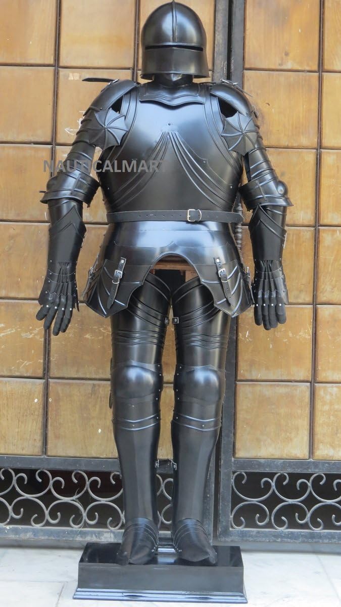 German Gothic Black Full Suit of Armor Medieval Armor Wearable Costume